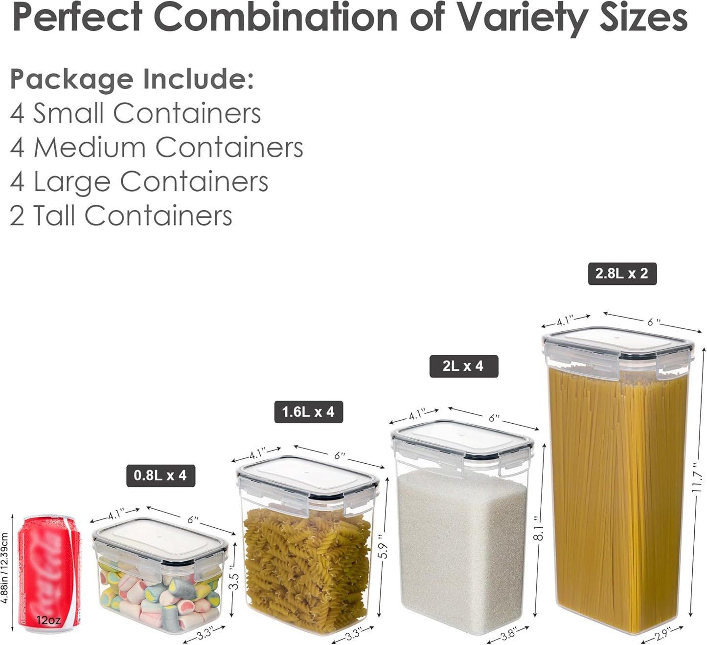 Airtight Food Storage Containers Set, 14 PCS Kitchen Storage Containers with Lids for Flour