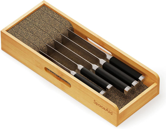 Knife Drawer Organizer Bamboo Insert Dock