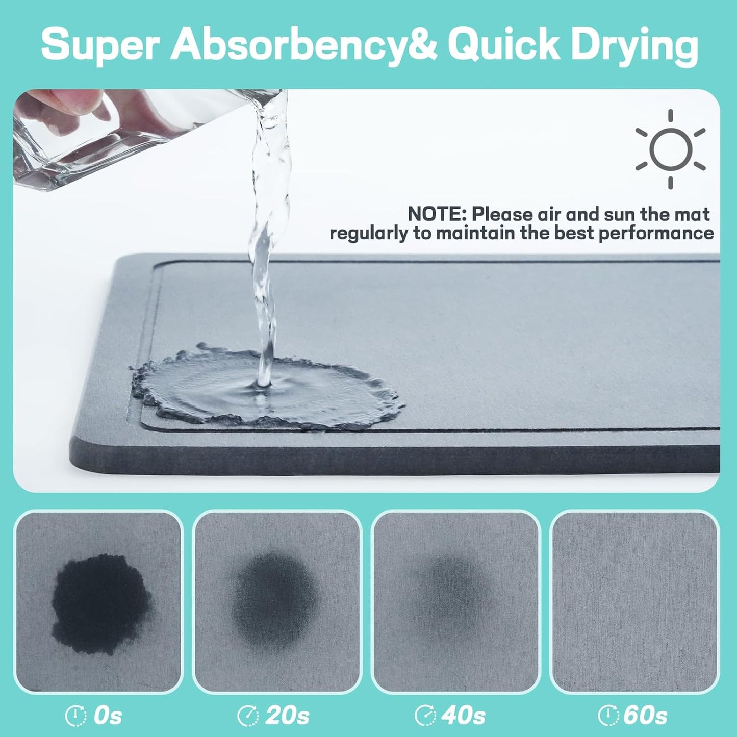 Dish Drying Rack with Stone Drying Mat, Quick-Drying/Stainless/Super Sturdy/Space-Saving