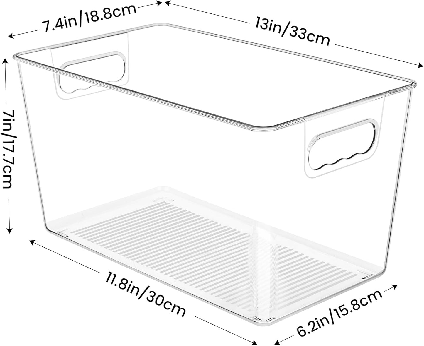 Clear Plastic Storage Bins, 8 Pack Pantry Organizer Bins with Handle for Kitchen