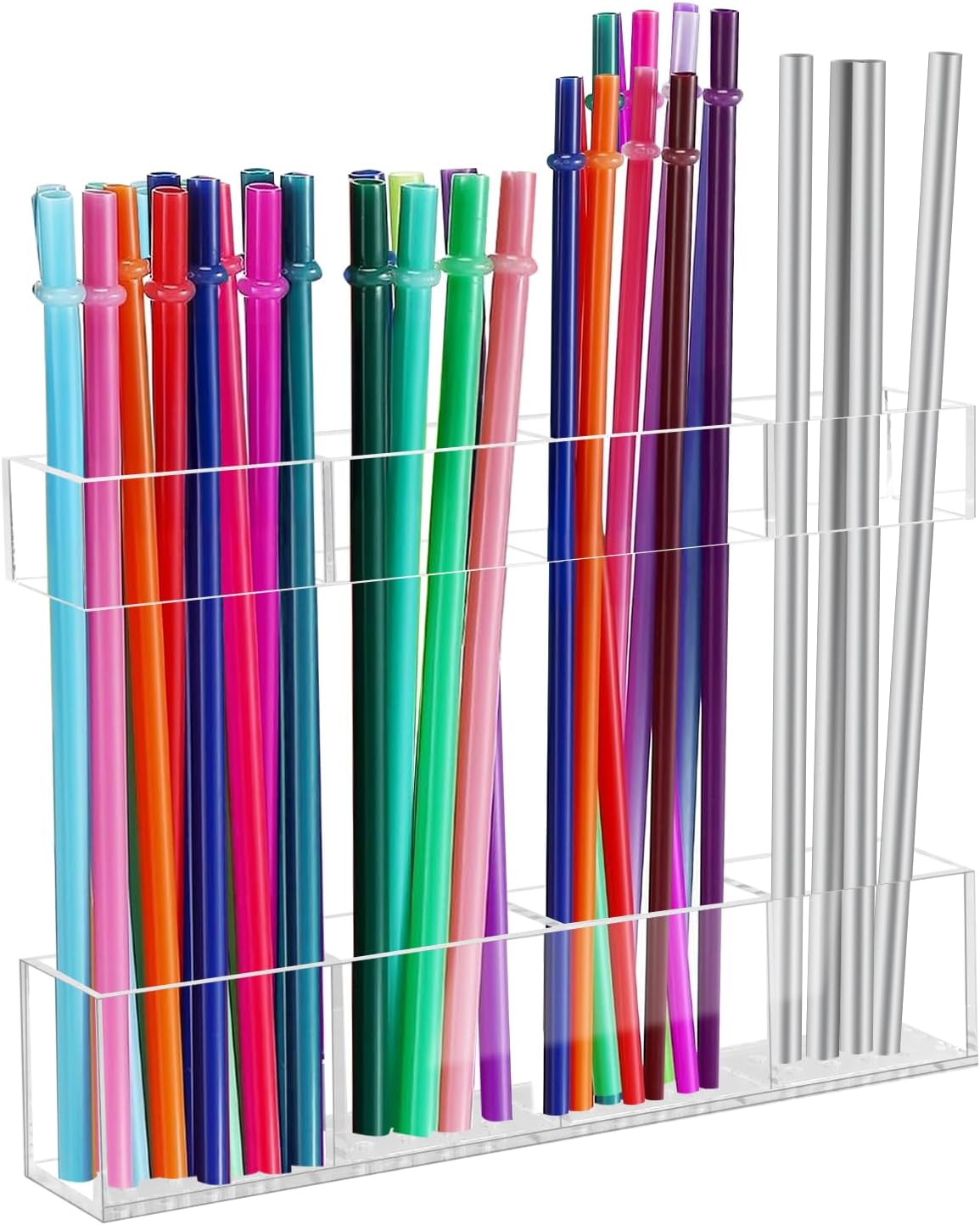 7.5" Small Acrylic Straw Holder for Cabinet Door - Reusable Tumbler Straw Organizer Storage