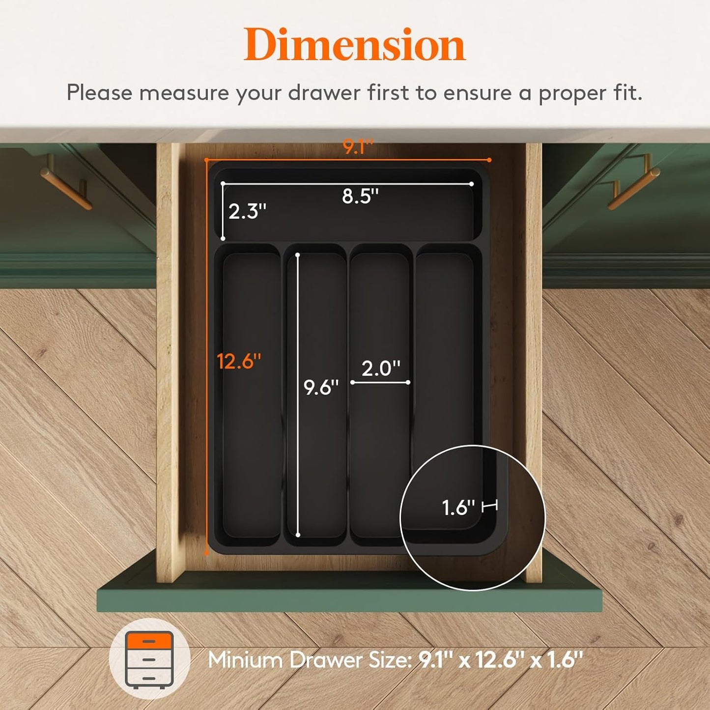 Silverware Drawer Organizer Tray, Plastic Cutlery Storage for Kitchen