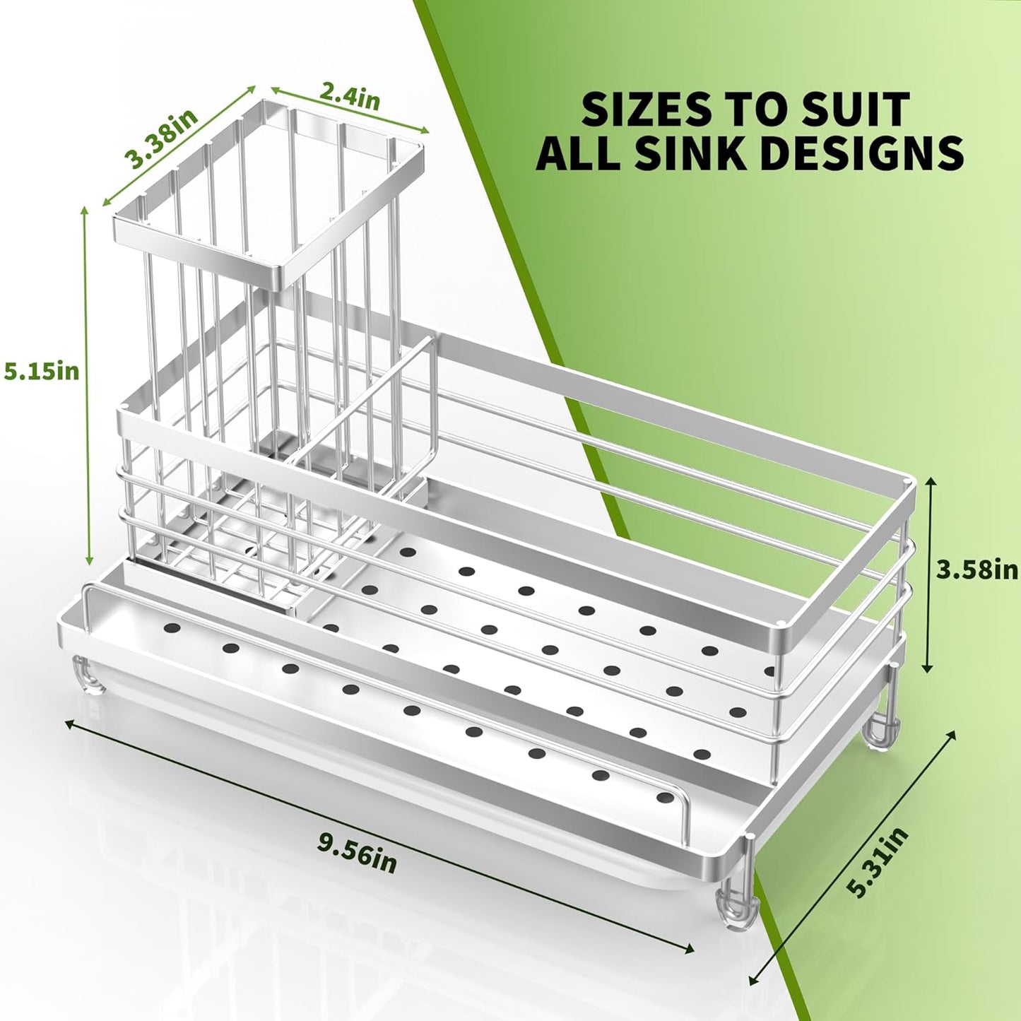 Stainless Steel Kitchen Sink Caddy Organizer, Sponge Holder for Sink Rustproof