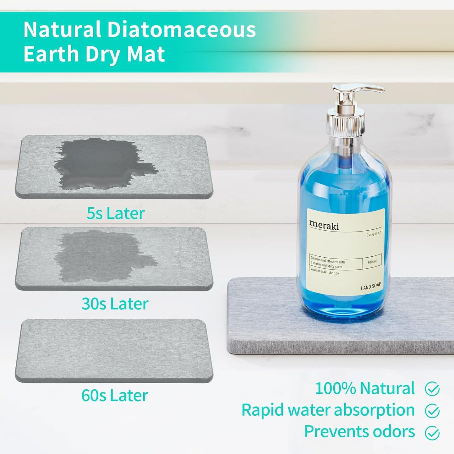 Sink Caddy Sponge Holder - Kitchen Sink Organizer with Instant Drying Stone and Brush Holder