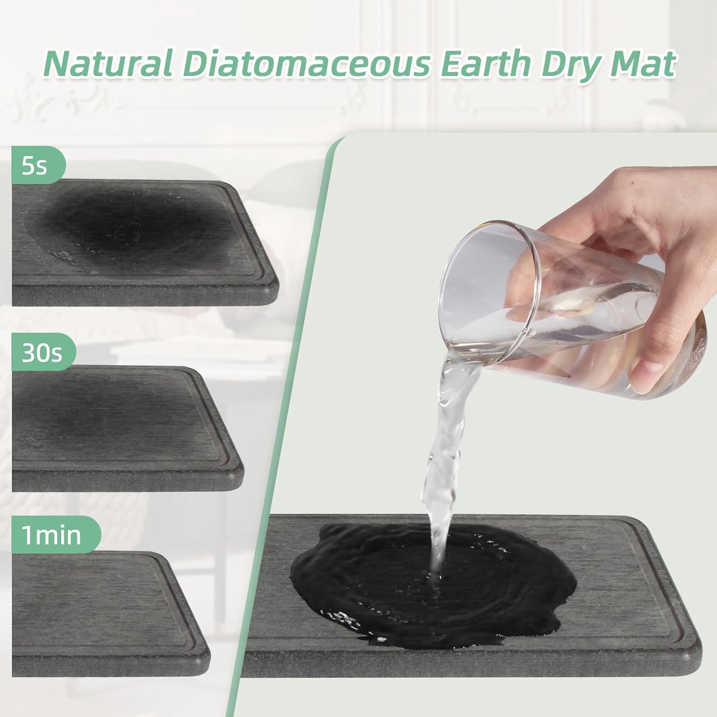 Sponge Holder for Kitchen Sink, Sink Caddy with Instant Drying Mat & Hook