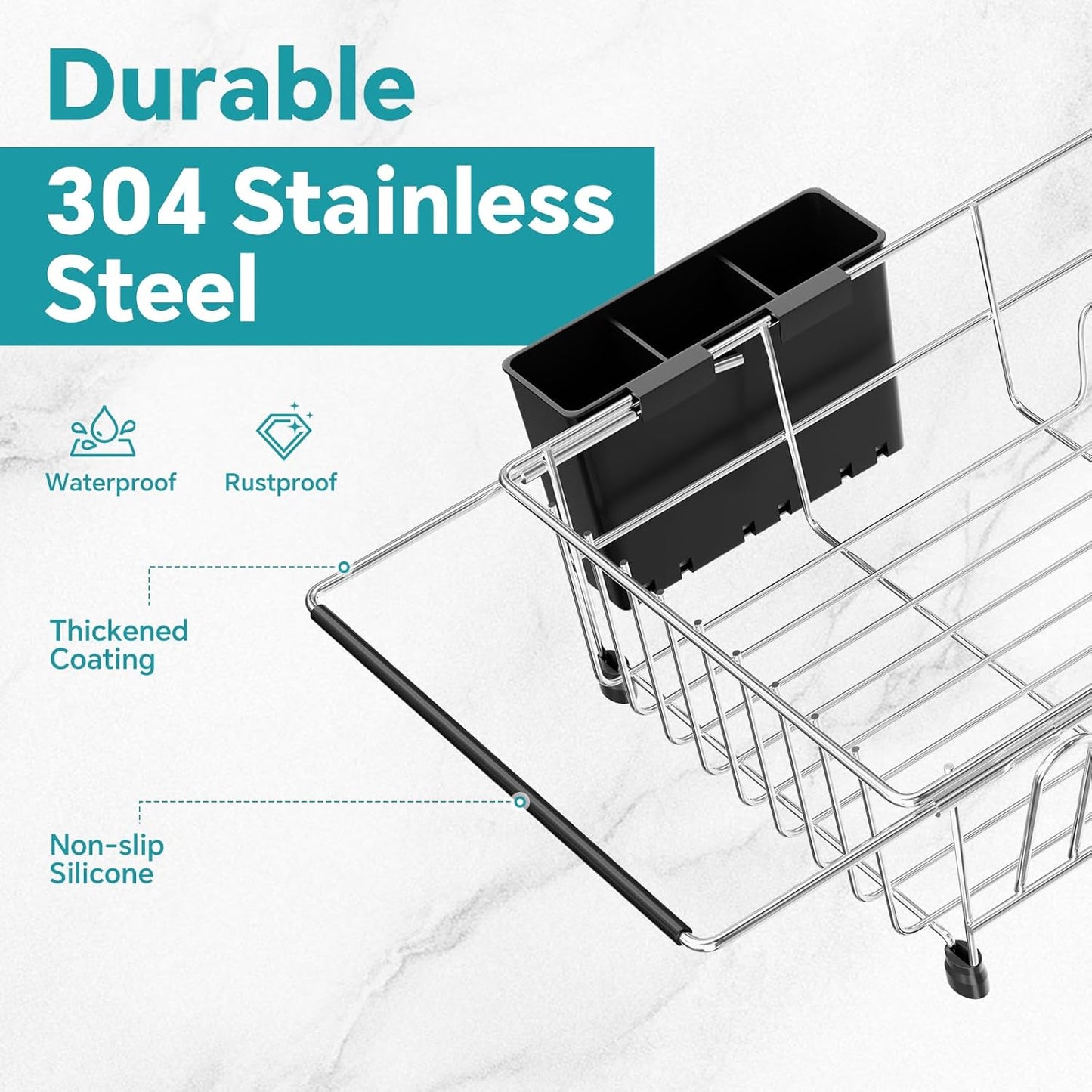 Expandable Dish Drying Rack in Sink, Adjustable Dish Drainers for Small Kitchen