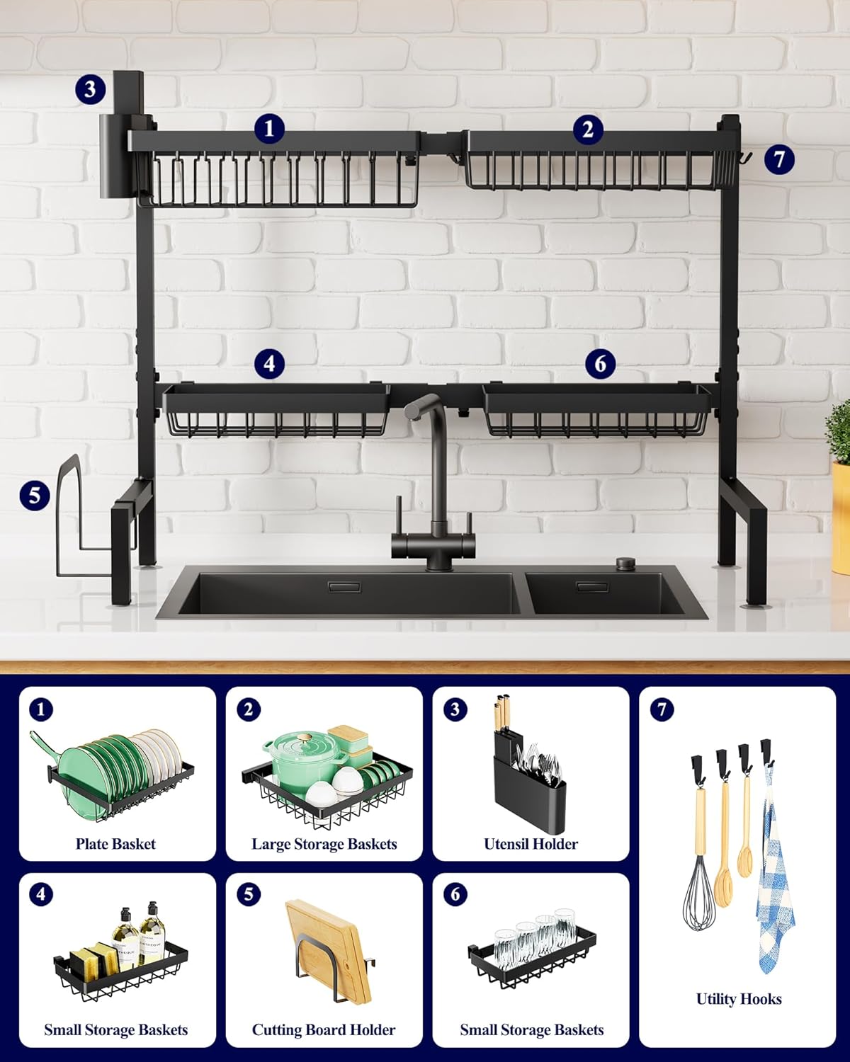Over The Sink Dish Drying Rack - 30.0" to 33.9" x 21.5"
