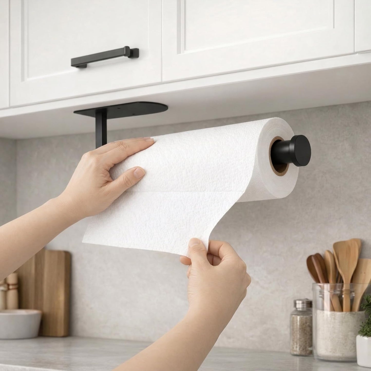 Paper Towel Holder Under Cabinet, Self Adhesive or Screw Mount