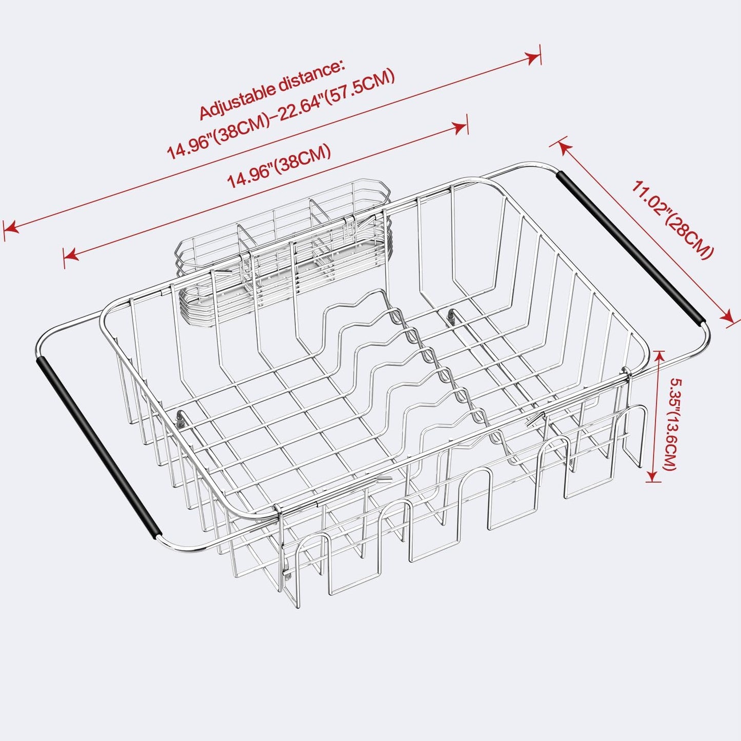 Dish Drying Rack in Sink, Extendable Stainless Steel Dish Drainers for Kitchen Counter