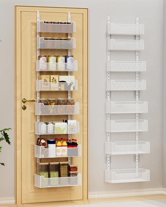 Over the Door Organizer, 8-Tier Pantry Organizer with Fully Enclosed Mesh Baskets