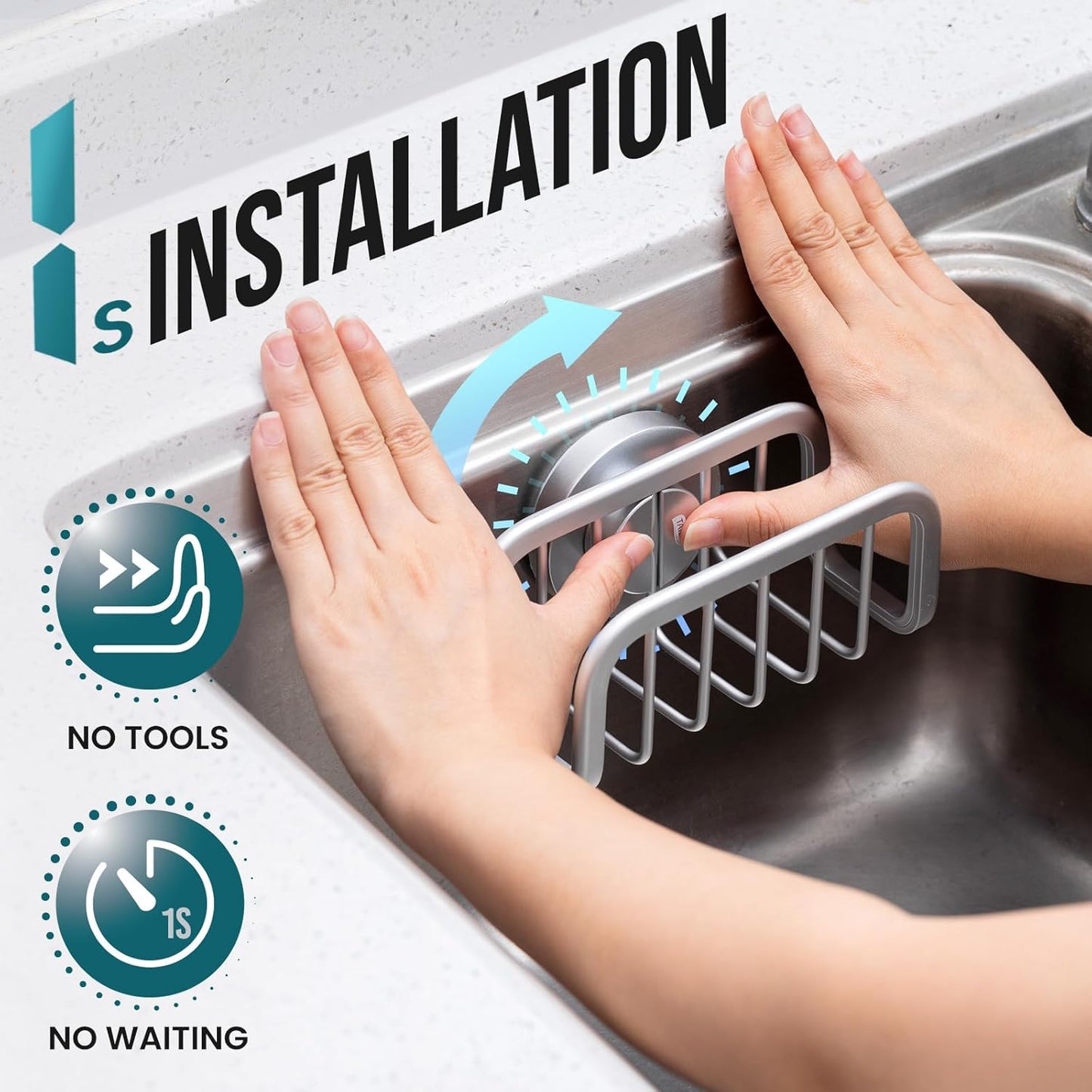 Sponge Holder for Kitchen Sink with Strong Suction Cup, Removable Sponge Holder