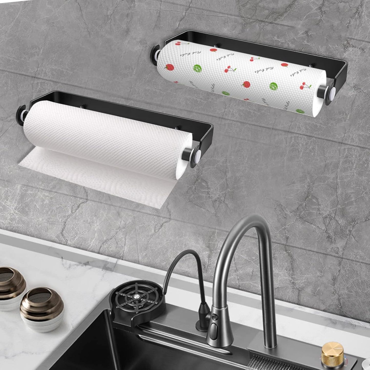 Under Cabinet Paper Towel Holder, Adhesive or Drill Mount Paper Towel Holder