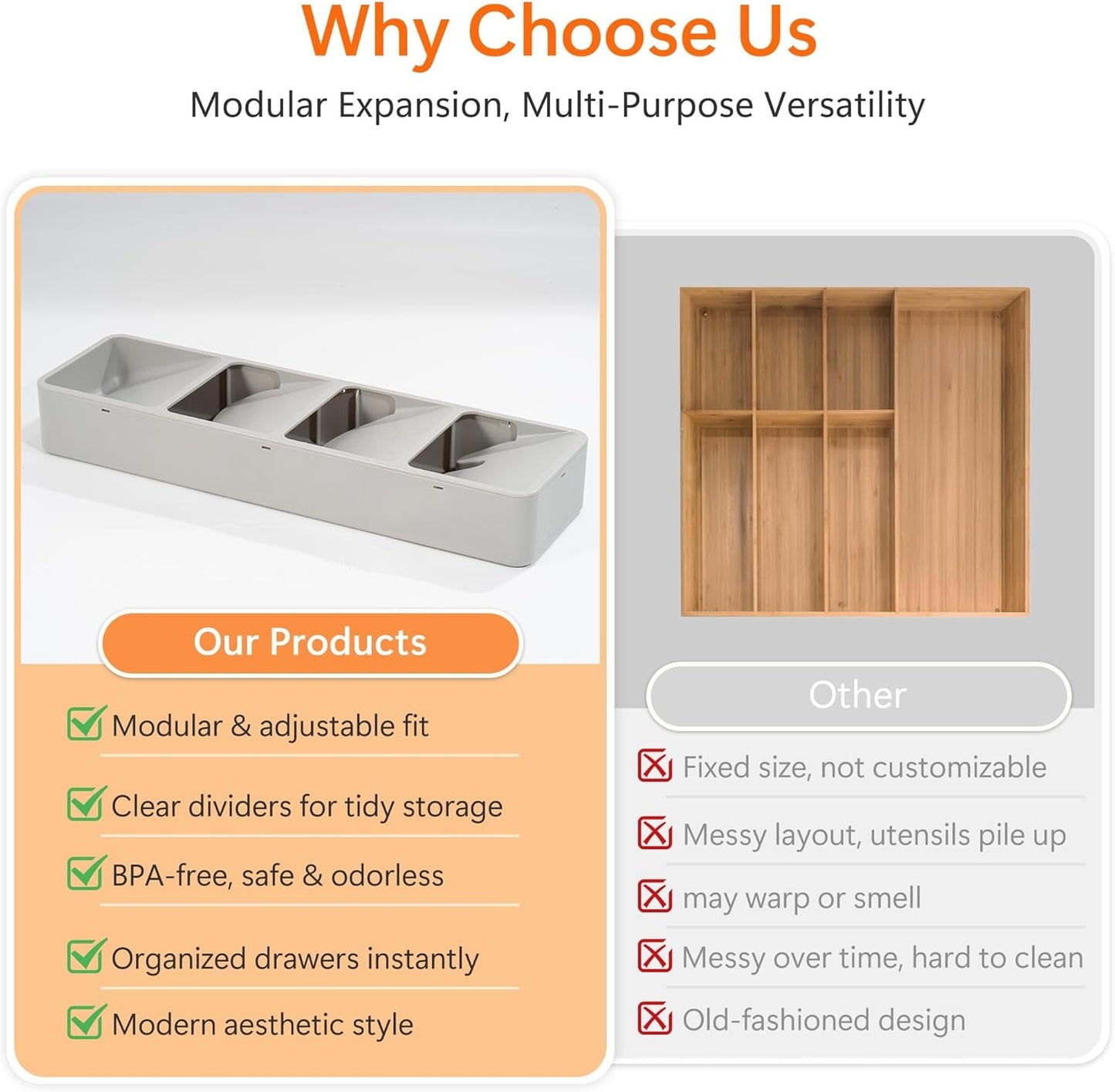 Silverware Organizer for Drawer - Utensil Drawer Organizer Compact Utensil Organizer Silverware Tray Cutlery Organizer Spoon Drawer Kitchen for Kitchen, Office, Bathroom, Living room