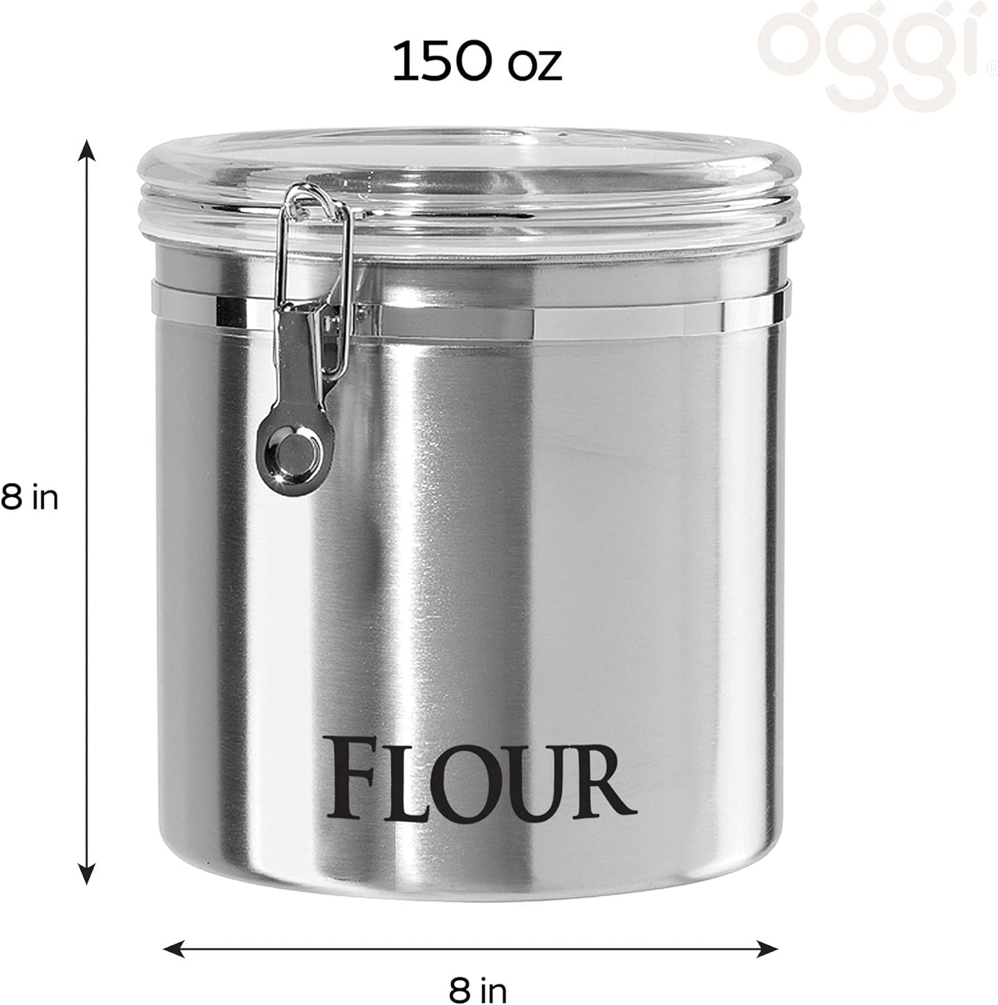 Jumbo 8" Stainless Steel Flour Clamp Canister
