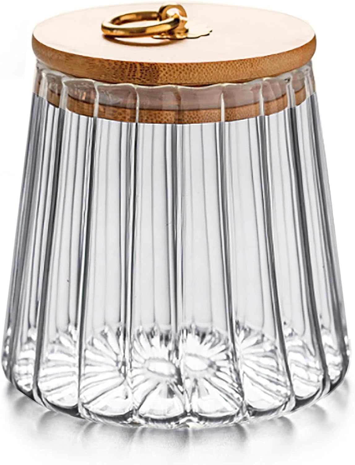 Glass Coffee Nuts Canister Airtight Storage Jar Petal Decorative Container with Bamboo Lid Metal Handle Easy to Grasp 700ml, 23 FL OZ