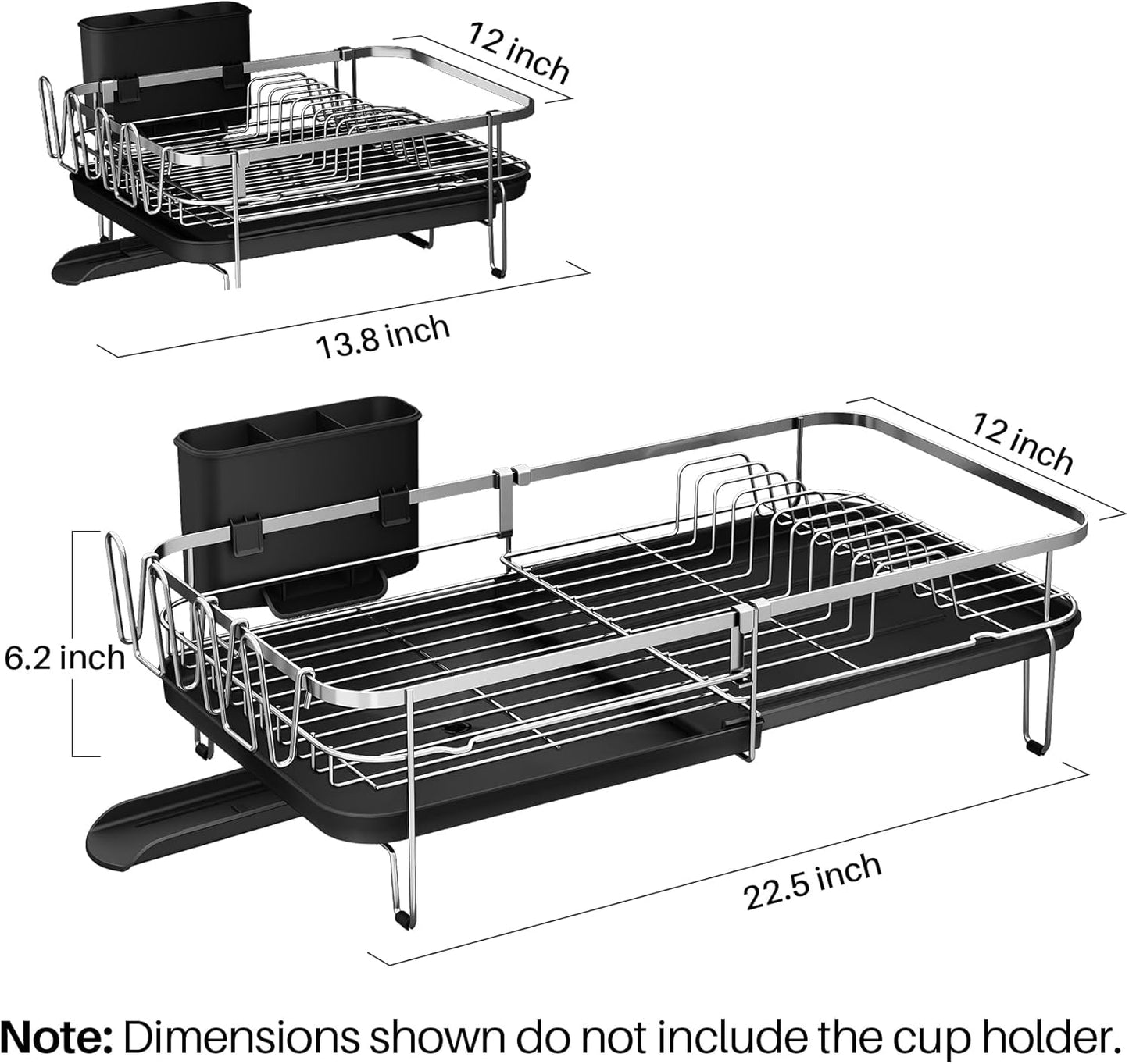 Dish Drying Rack, Expandable Dish Rack for Kitchen Counter