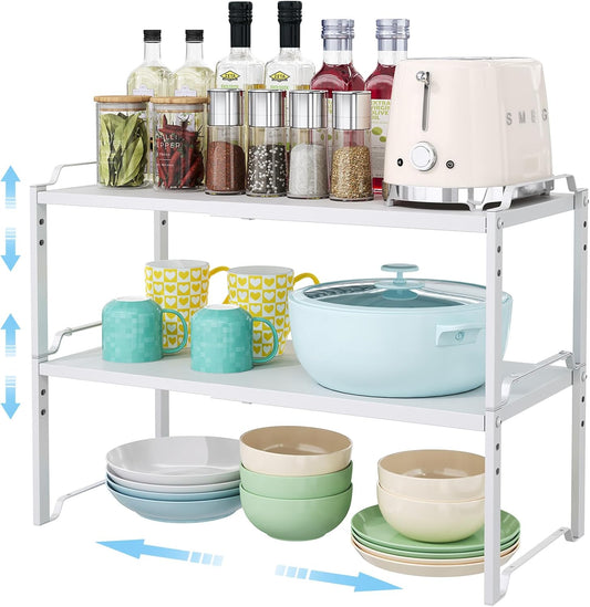 2 Pack 11” Width Expandable Kitchen Cabinet Organizer Shelves