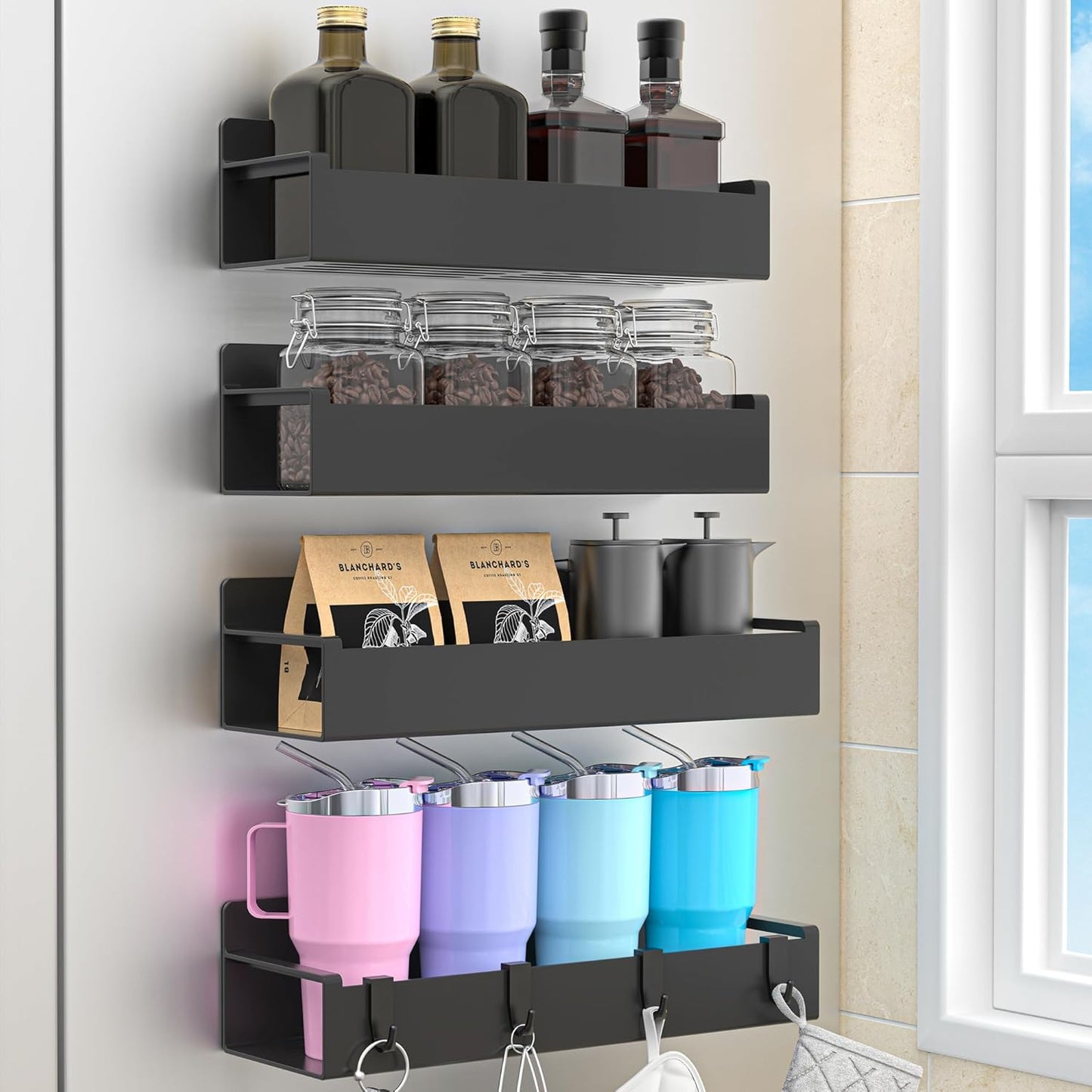 4 Pack Magnetic Spice Rack Organizer for Refrigerator and Oven