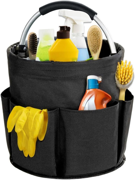 17L Cleaning Caddy with Handle, Cleaning Supplies Organizer, Foldable Storage Basket