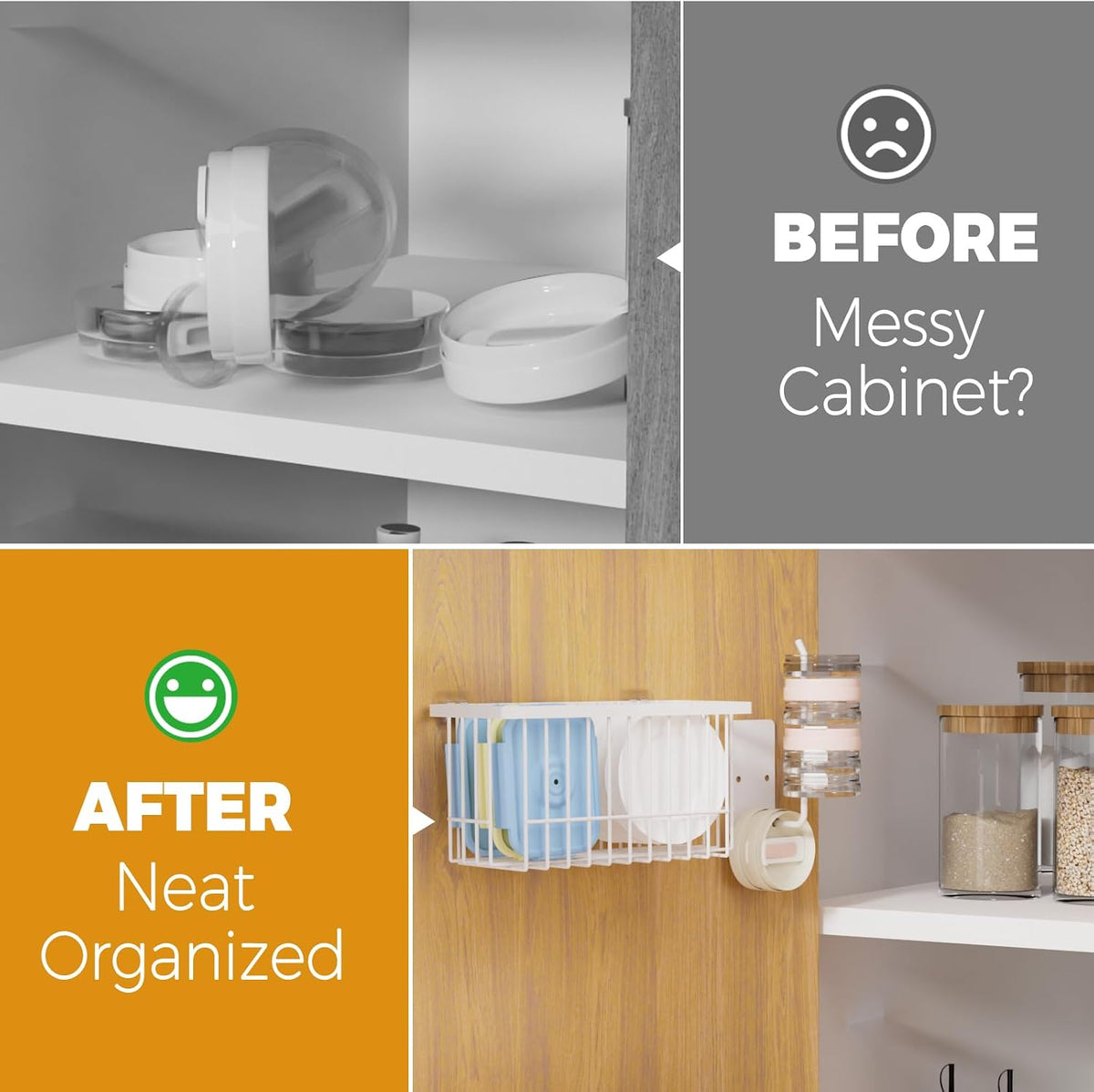 4 Pack Adhesive Cabinet Door Organizer