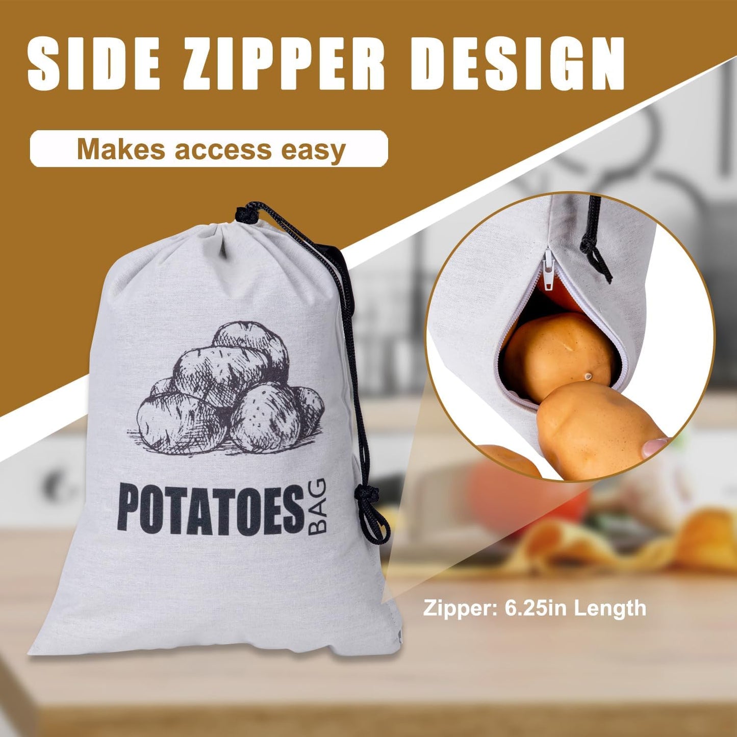Potato Onion Storage Bag, Fabric Onion and Potatoes Storage Bag