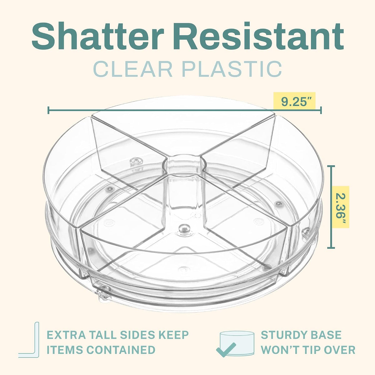 Home Intuition Round Plastic Lazy Susan Turntable Food Stora