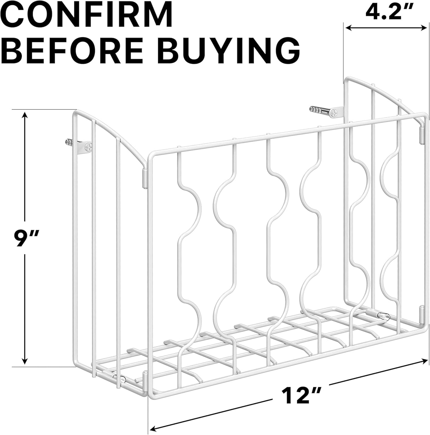 Wall Door Mount Kitchen Wrap Organizer Rack, White