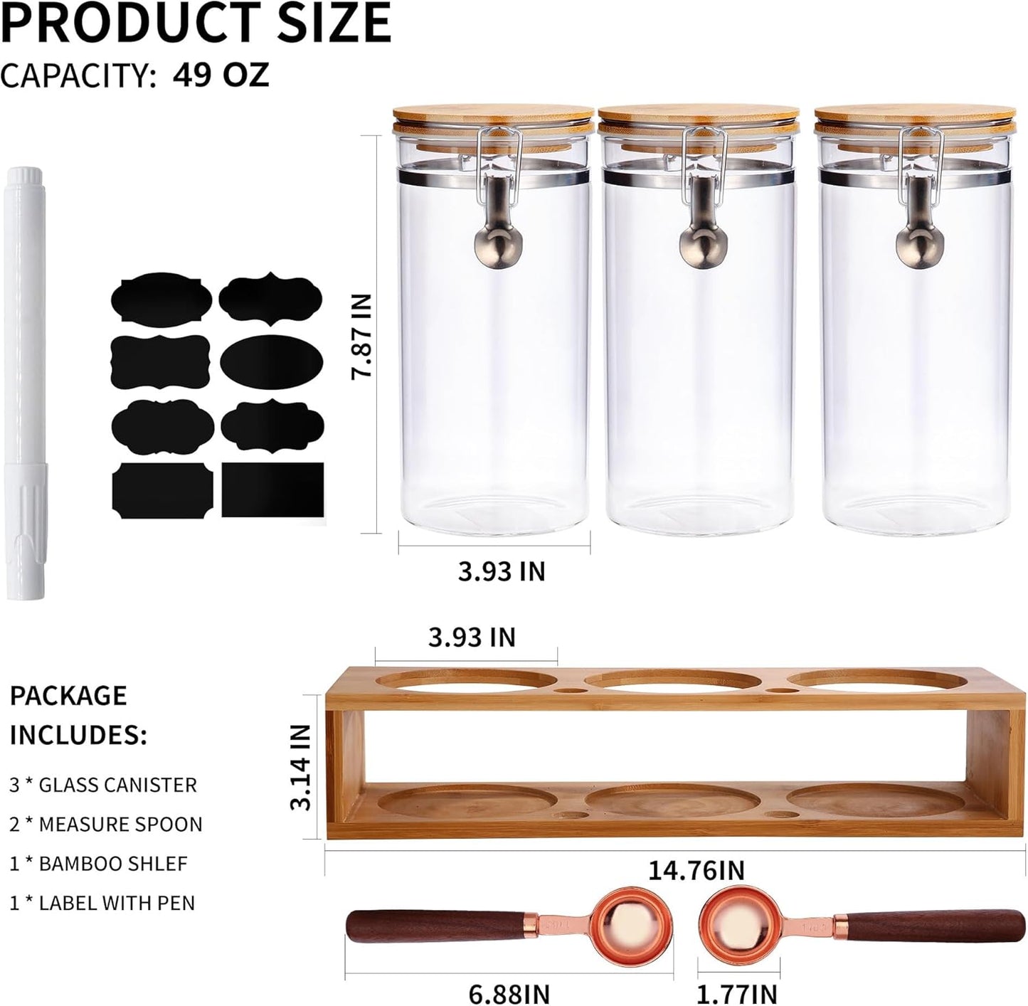 Glass Coffee Storage Container with Bamboo Shelf