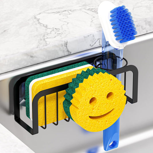 Sponge Holder for Kitchen Sink, Sink Caddy Organizer with Smiley Face
