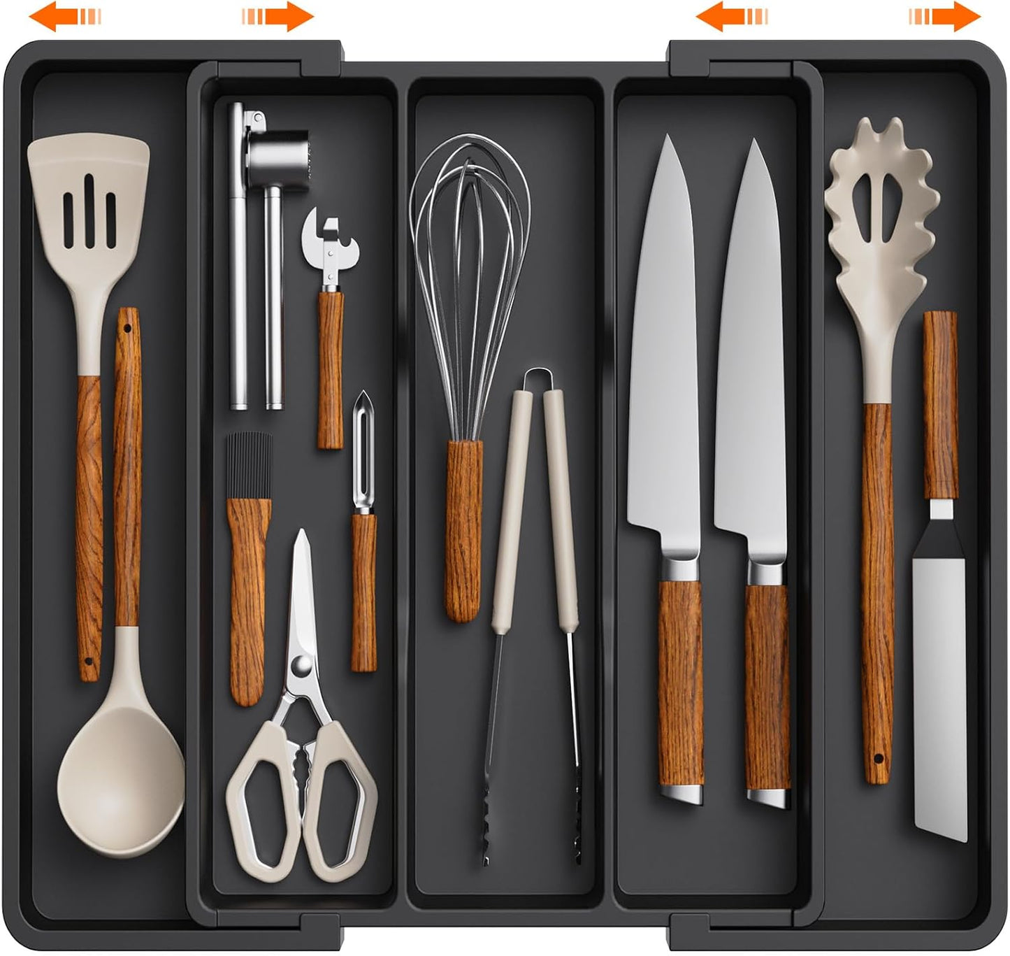 Utensil Organizer for Kitchen Drawers, Expandable Cooking Utensil Tray
