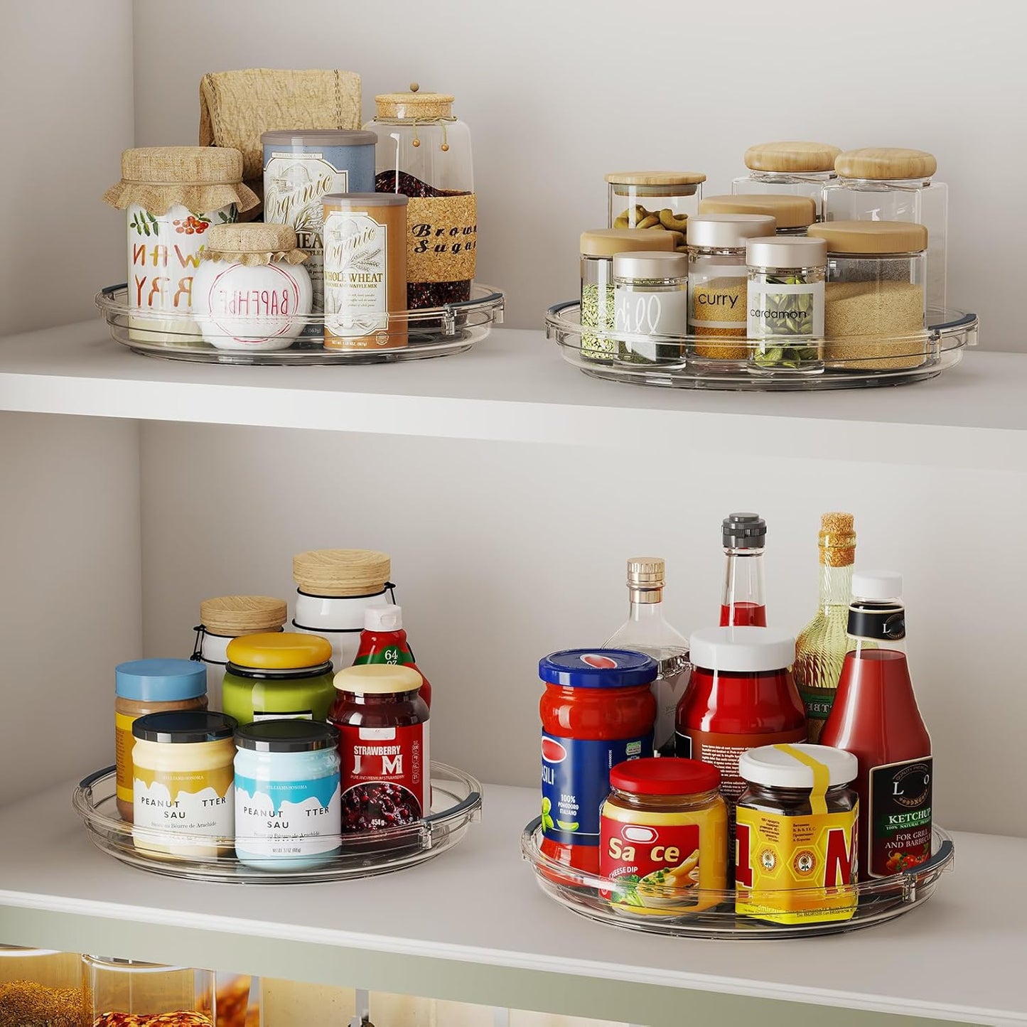 2 Pack Lazy Susan Organizer, 9.25 inch Lazy Susan Turntable for Cabinet Table Top Refrigerator