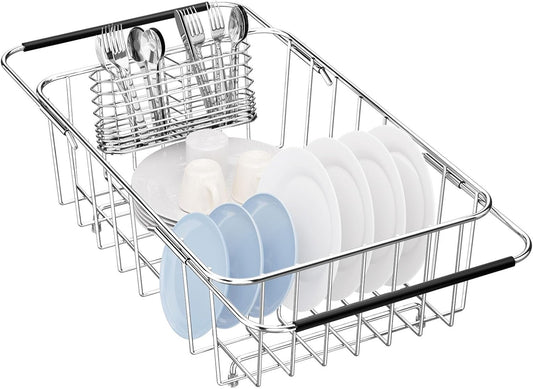 Small Dish Drainer Rack in Sink Adjustable