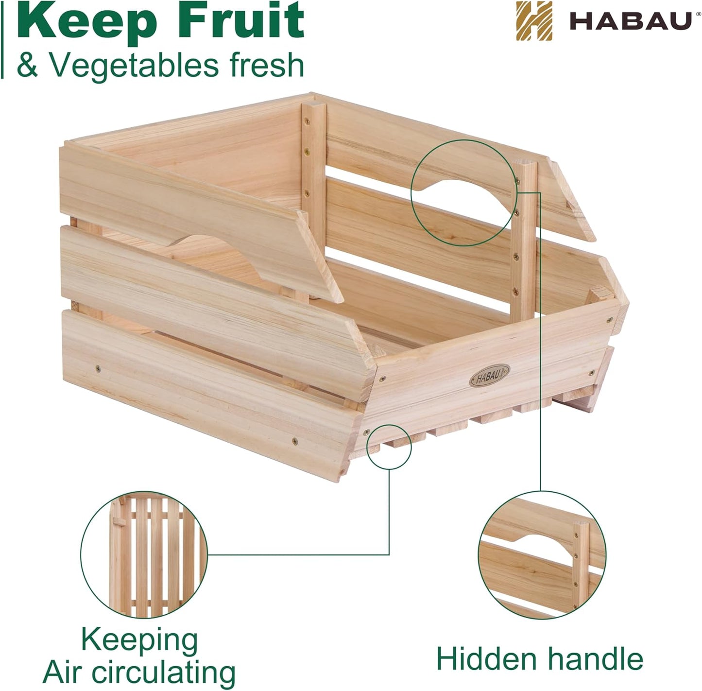 Wood Potato Onion Storage Bins - Wooden Stackable Produce Basket