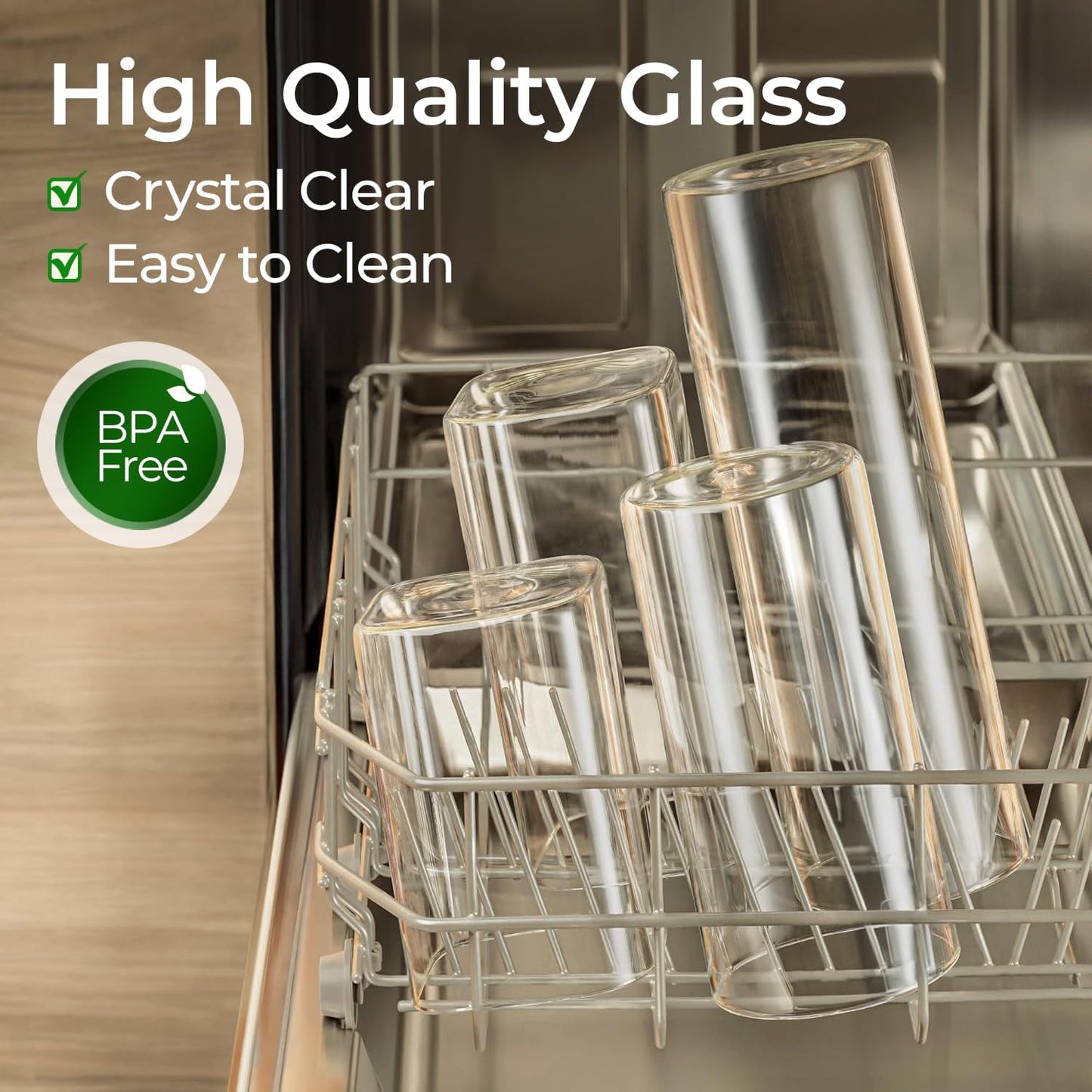Glass Spaghetti Pasta Storage Container with Lids 2 Qt Set of 3