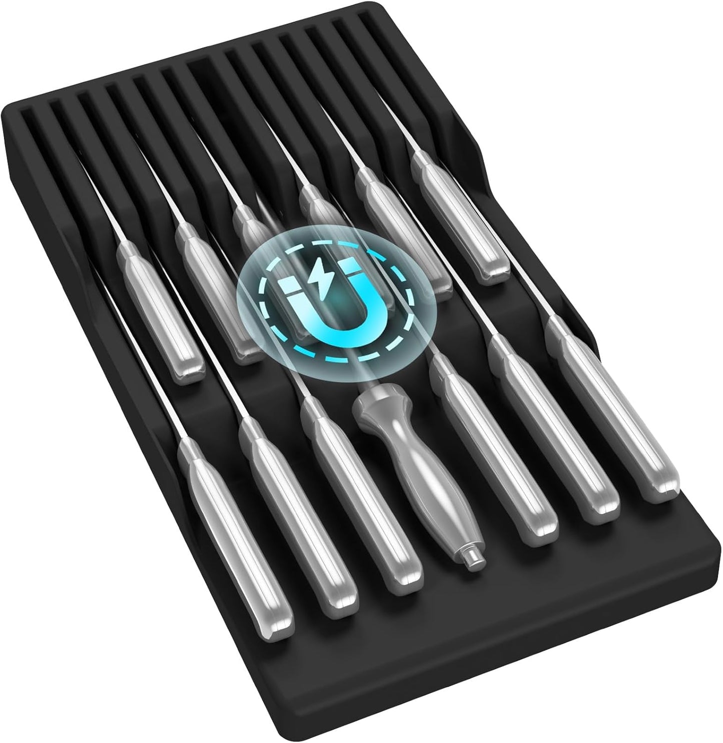 Magnetic Drawer Knife Organizers Insert, Kitchen Plastic In Drawer Knife Block Slots