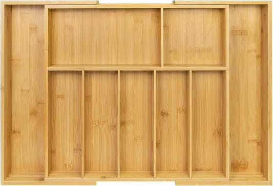 Extra Large Kitchen Drawer Organizer, Expandable Bamboo Drawer Holder for Utensils, Silverware