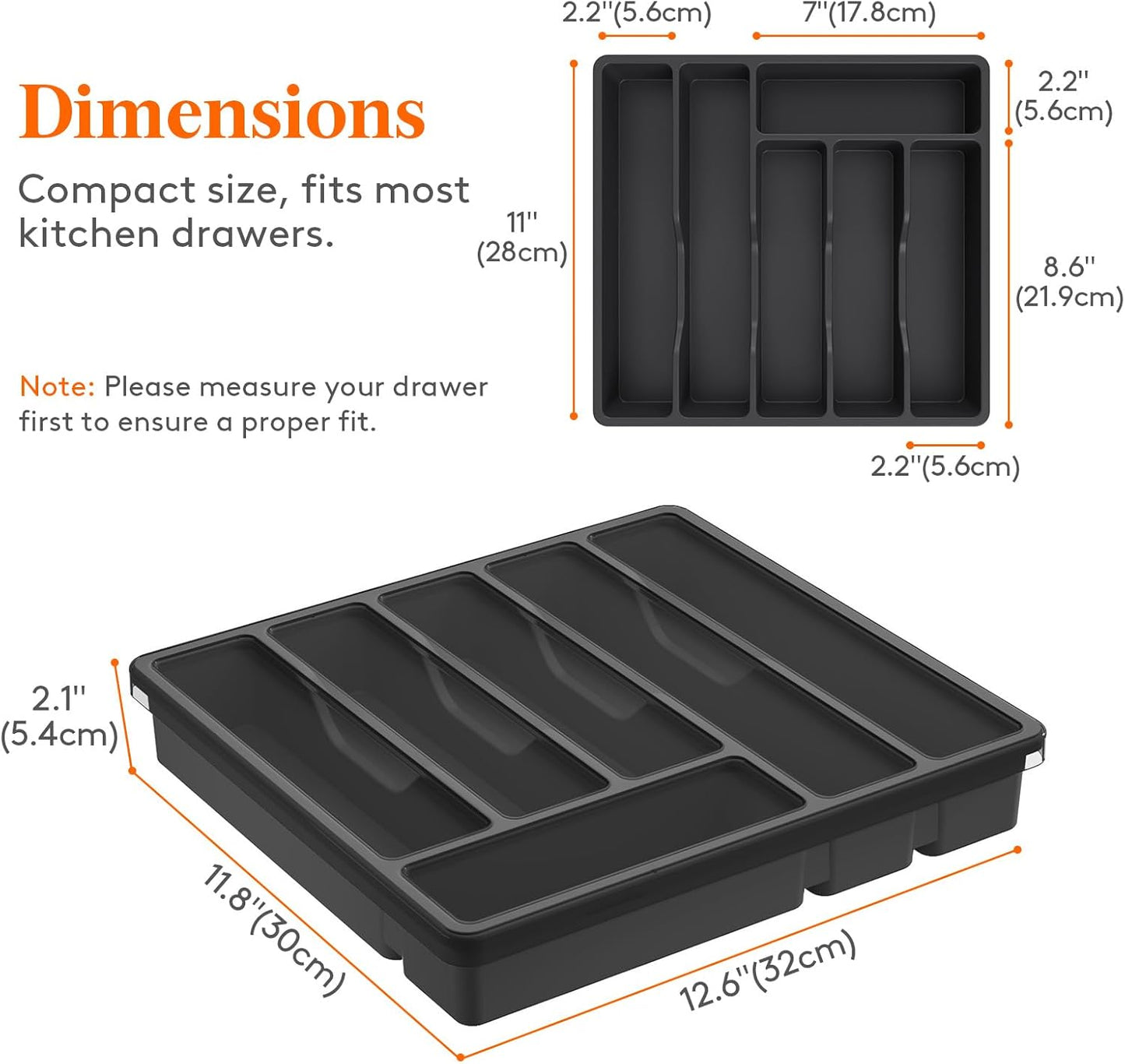 Silverware Organizer with Lid, Covered Utensil Tray for Kitchen Drawer and Countertop