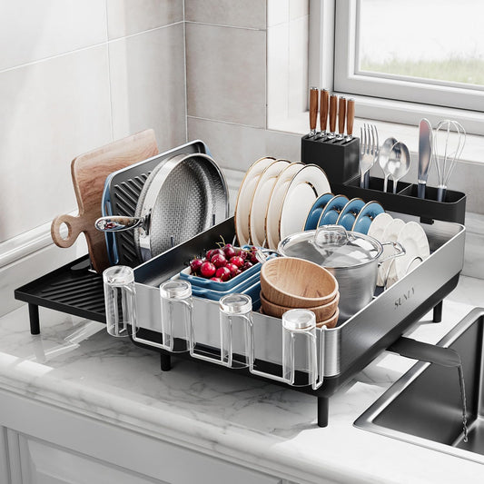 Large Dish Drying Rack, Expandable Dish Racks for Kitchen Counter