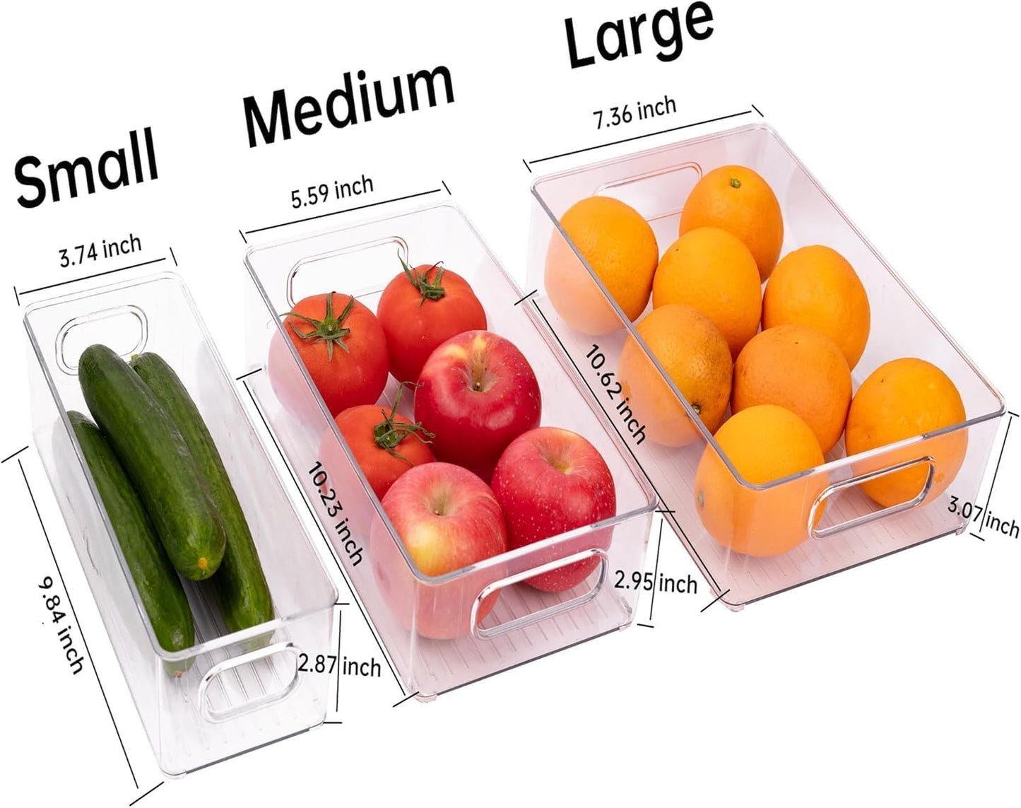 9 Pack Refrigerator Organizer Bins,3 Sizes Clear Pantry Storage with Handles for Fridge, Freezer