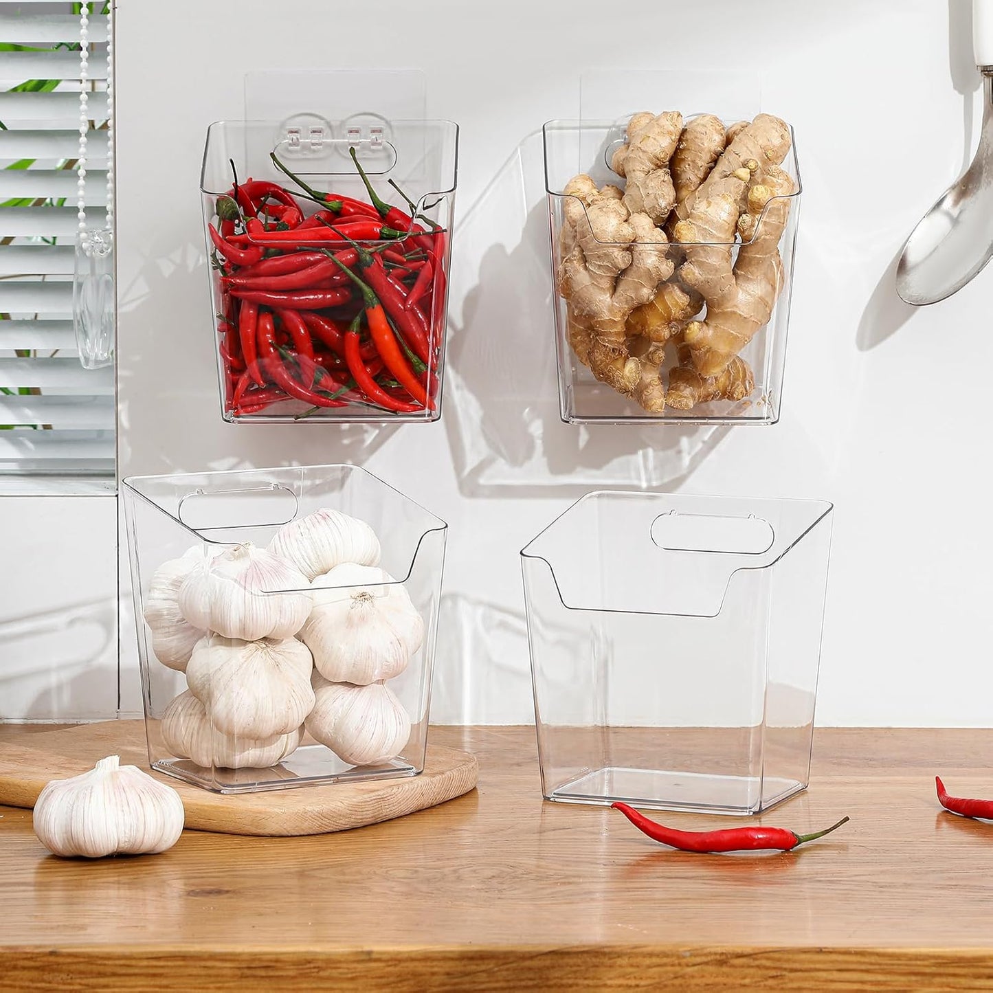 2-Pack Kitchen Cabinet Door Organizer Adhesive, Hanging Storage Bins
