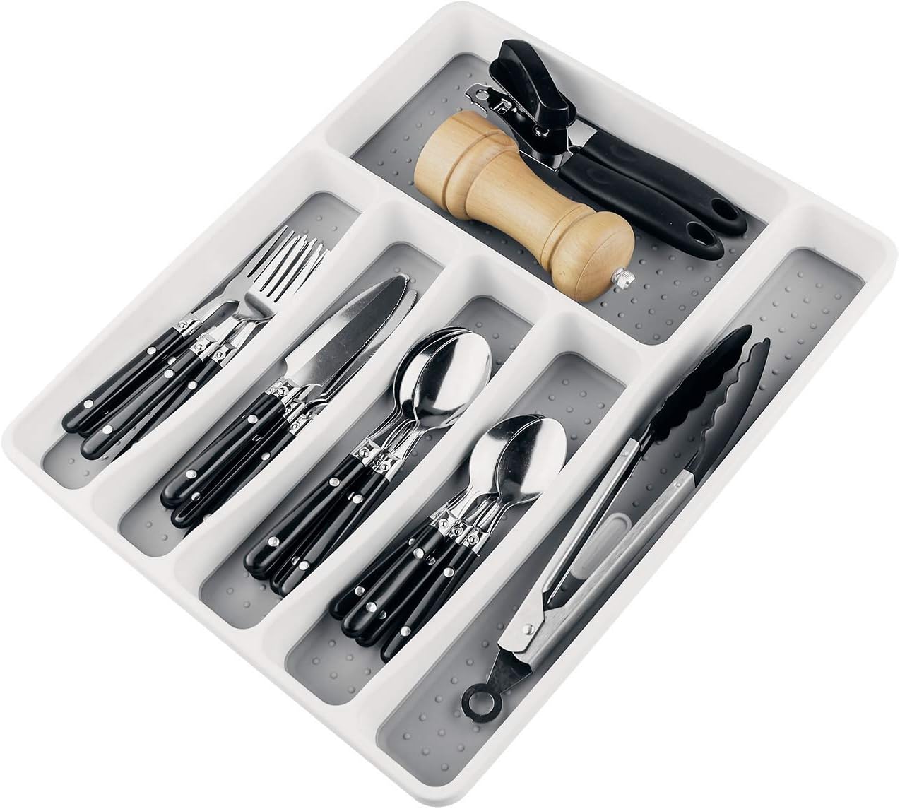 Silverware Organizer Tray for Drawer, 6 Compartment Kitchen Drawer Organizer