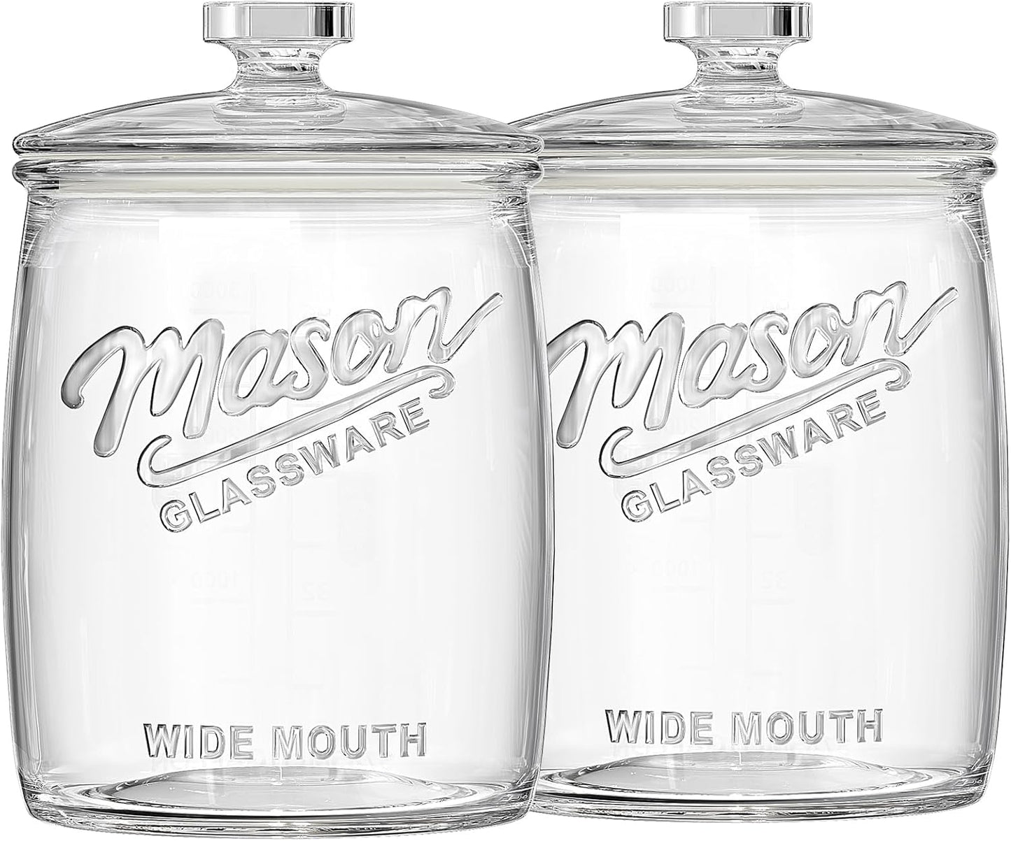 2 Pack 1 Gallon Glass Cookie Jar, Large Glass Jar with Airtight lid