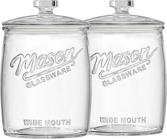 2 Pack 1 Gallon Glass Cookie Jar, Large Glass Jar with Airtight lid