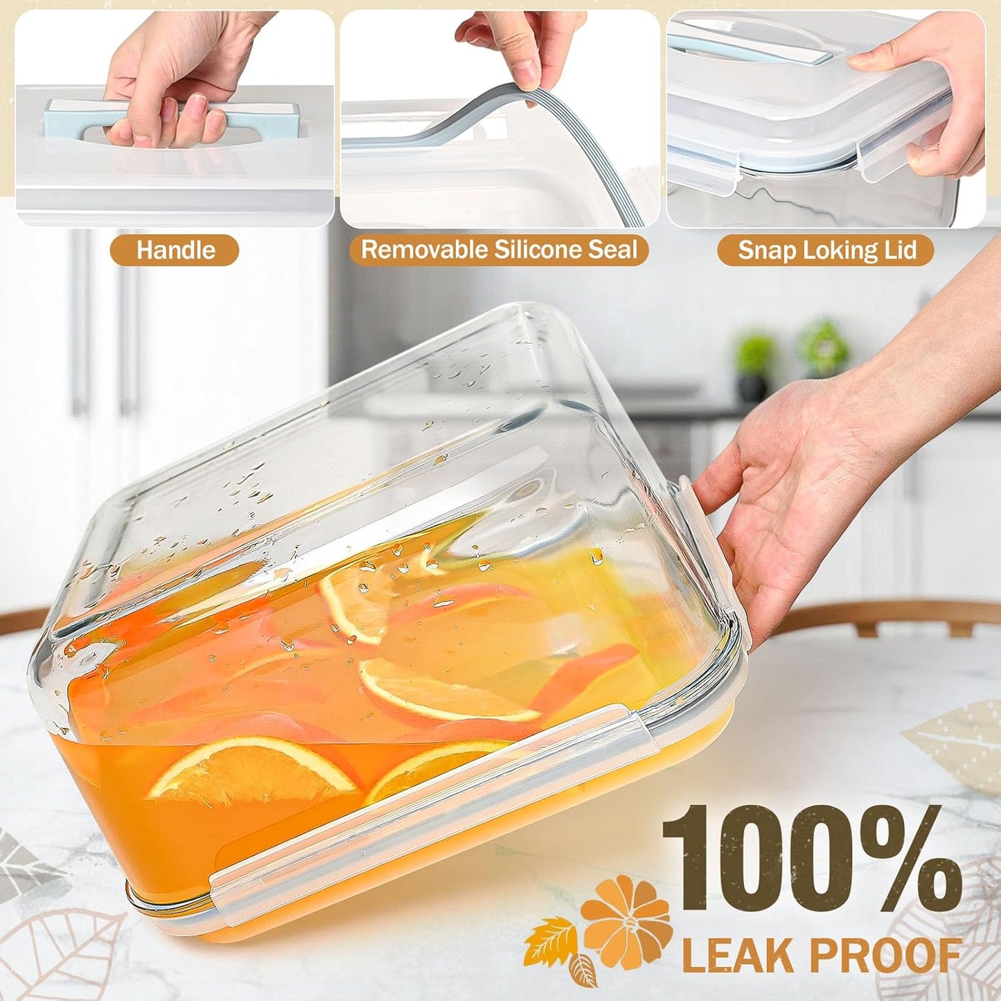 200oz/6000ml/26cup Extra Large Glass Storage Containers with Airtight Lid