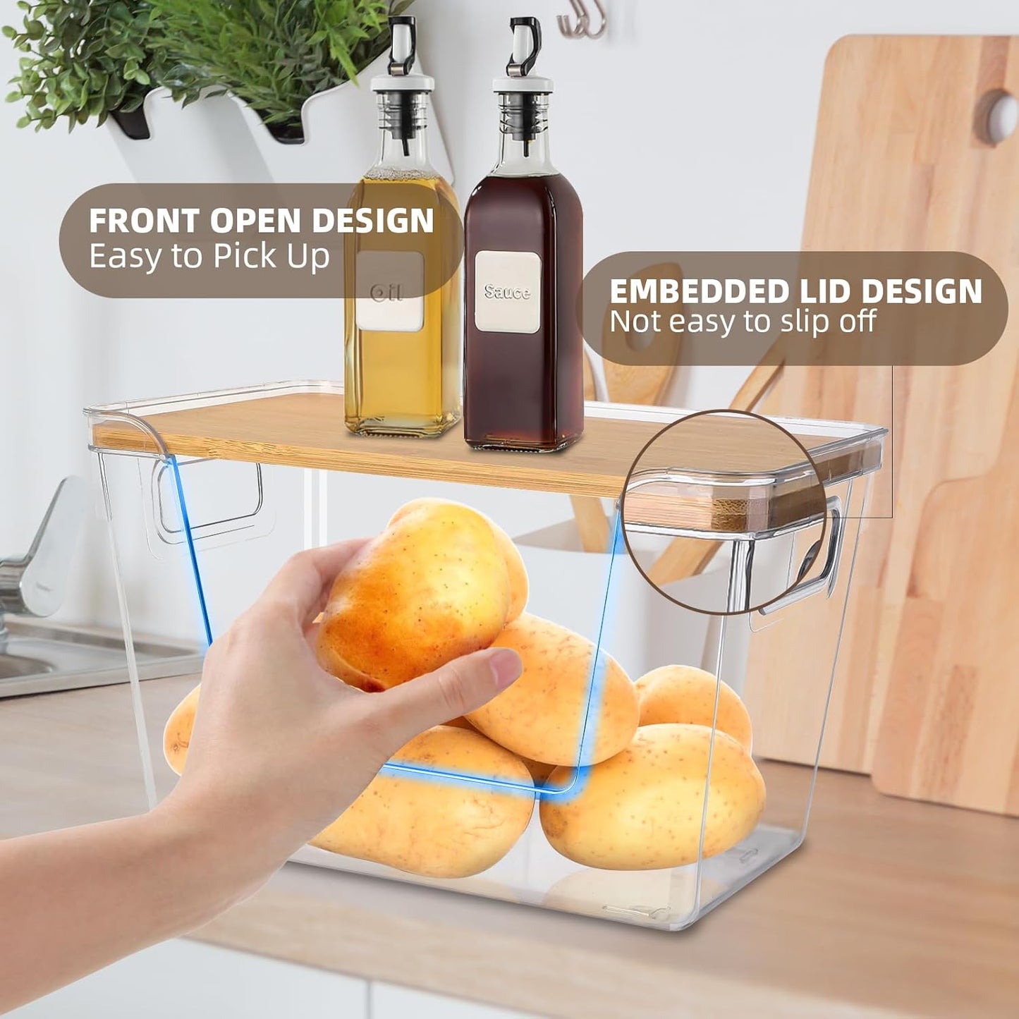 2 Set Pantry Organizers and Storage - Stackable Pantry Storage Bin Containers for Potato, Onion