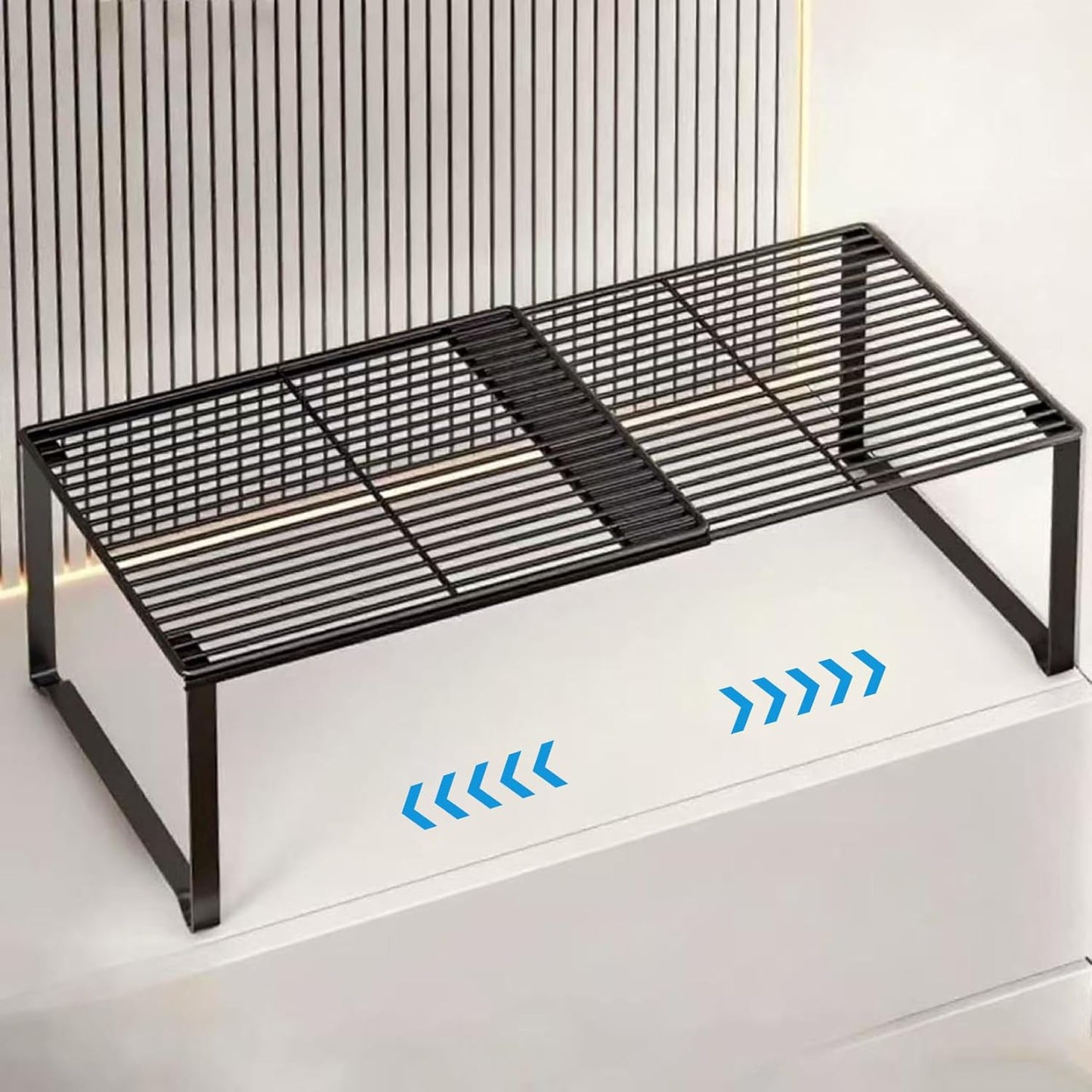 Extendable Metal Wire Shelf Organizer - Adjustable 15-24.4in Length
