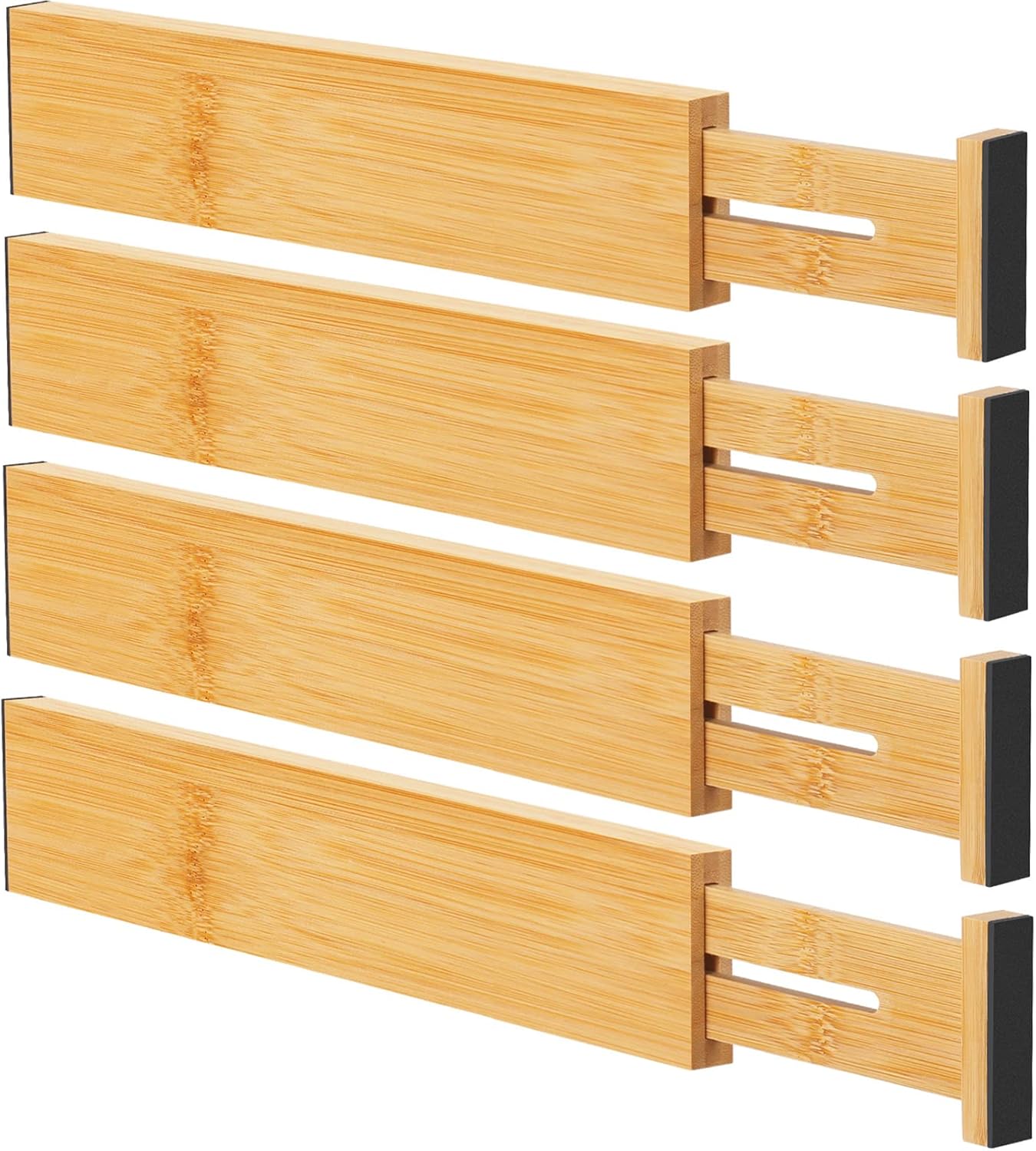 Bamboo Drawer Dividers Organizers, Kitchen Drawer Organizer, Adjustable Drawer Divider for Clothes