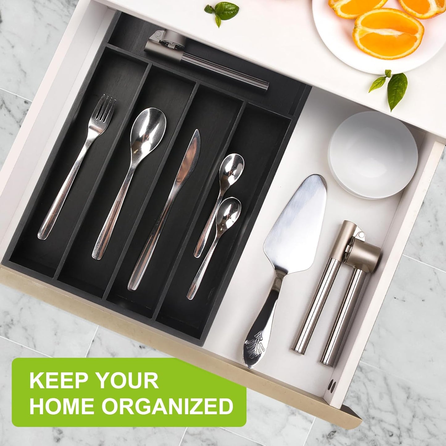 Bamboo Kitchen Drawer Organizer - silverware organizer - Cutlery Tray - Utensil Tray