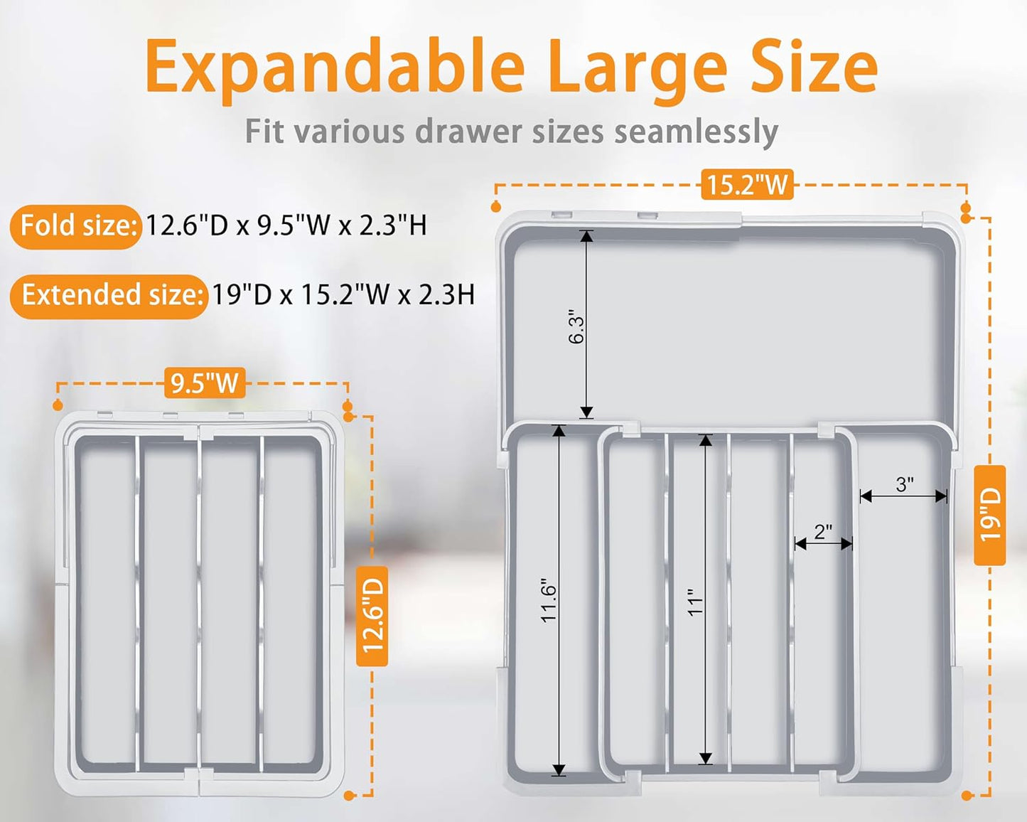 Kitchen Drawer Organizer, Expandable Silverware Drawer Organizer