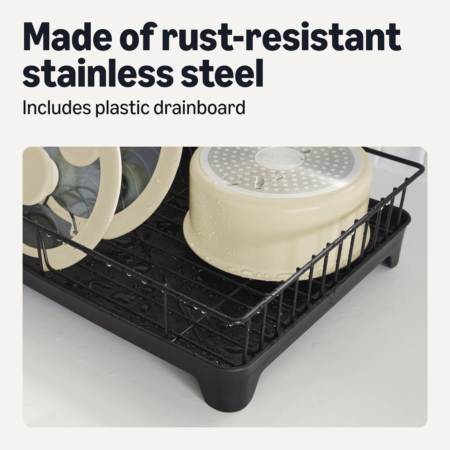 Stainless Steel Dish Drying Rack, 15.2 x 11.6 x 4 in., Black